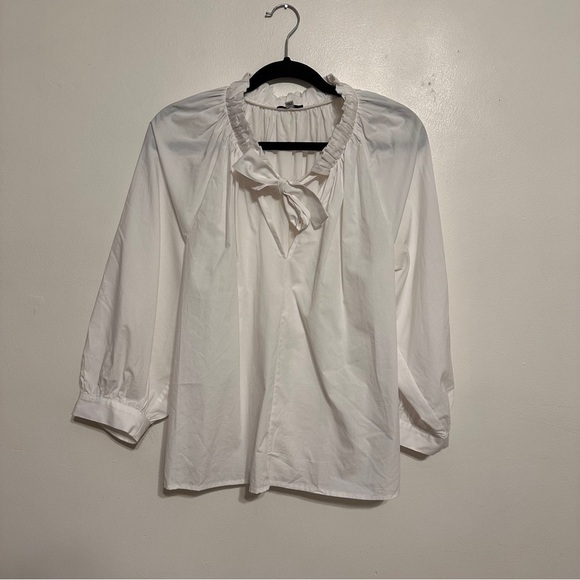 Rails Amal Ruffle Neck Tie Neck Cotton Blouse Size Small White - Picture 5 of 9